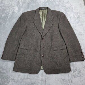 Bill Robinson Sport Coat 42S Green Tweed Wool Camel Hair Blend Blazer Jacket